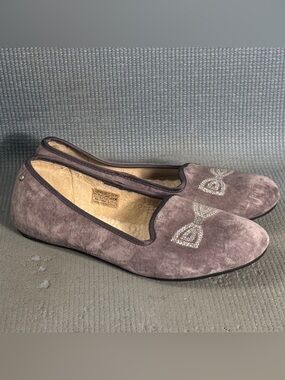 UGG Australia Alloway Suede Crystal Bow Loafers Light Purple Women’s Size 8